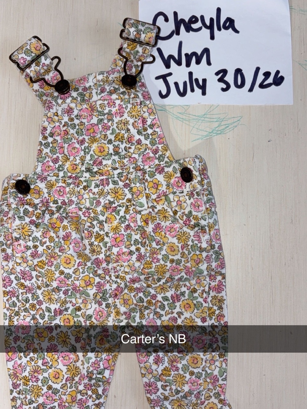 Carter's Floral Cotton Overalls in Pink, Yellow & Green